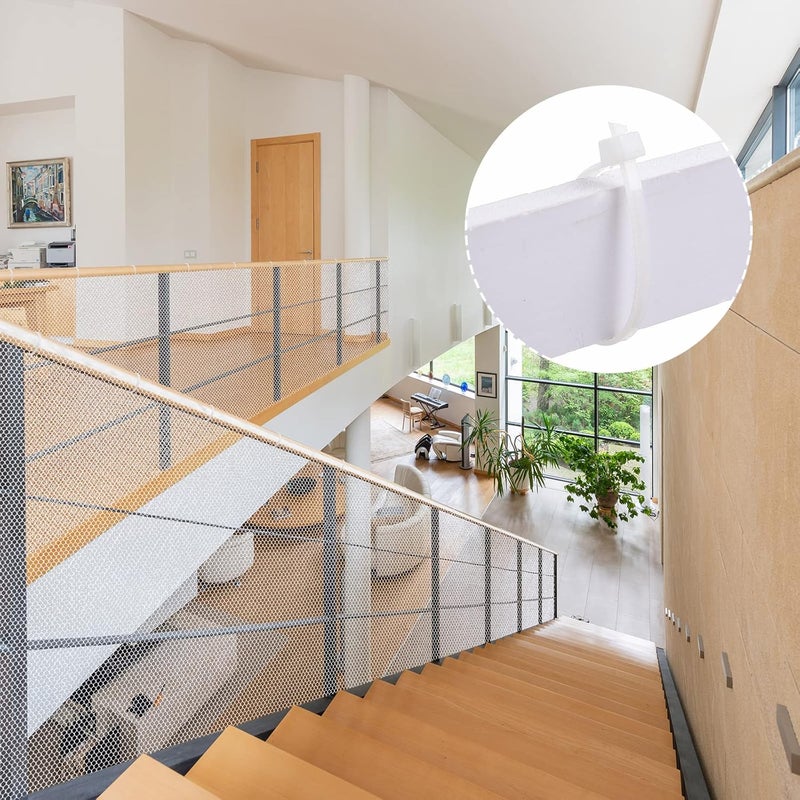 Shappy Balcony Net for Pets 16.5 ft x 2.5 ft Anti Fall Cat Dogs Netting Balcony Mesh Fence Net Screen Protection Crib Mesh for Pets Patios Stairway Clear Stair Banister Guard Apartment(White) - Image 5